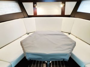 Reupholstered Boat Couch Inside Hull
